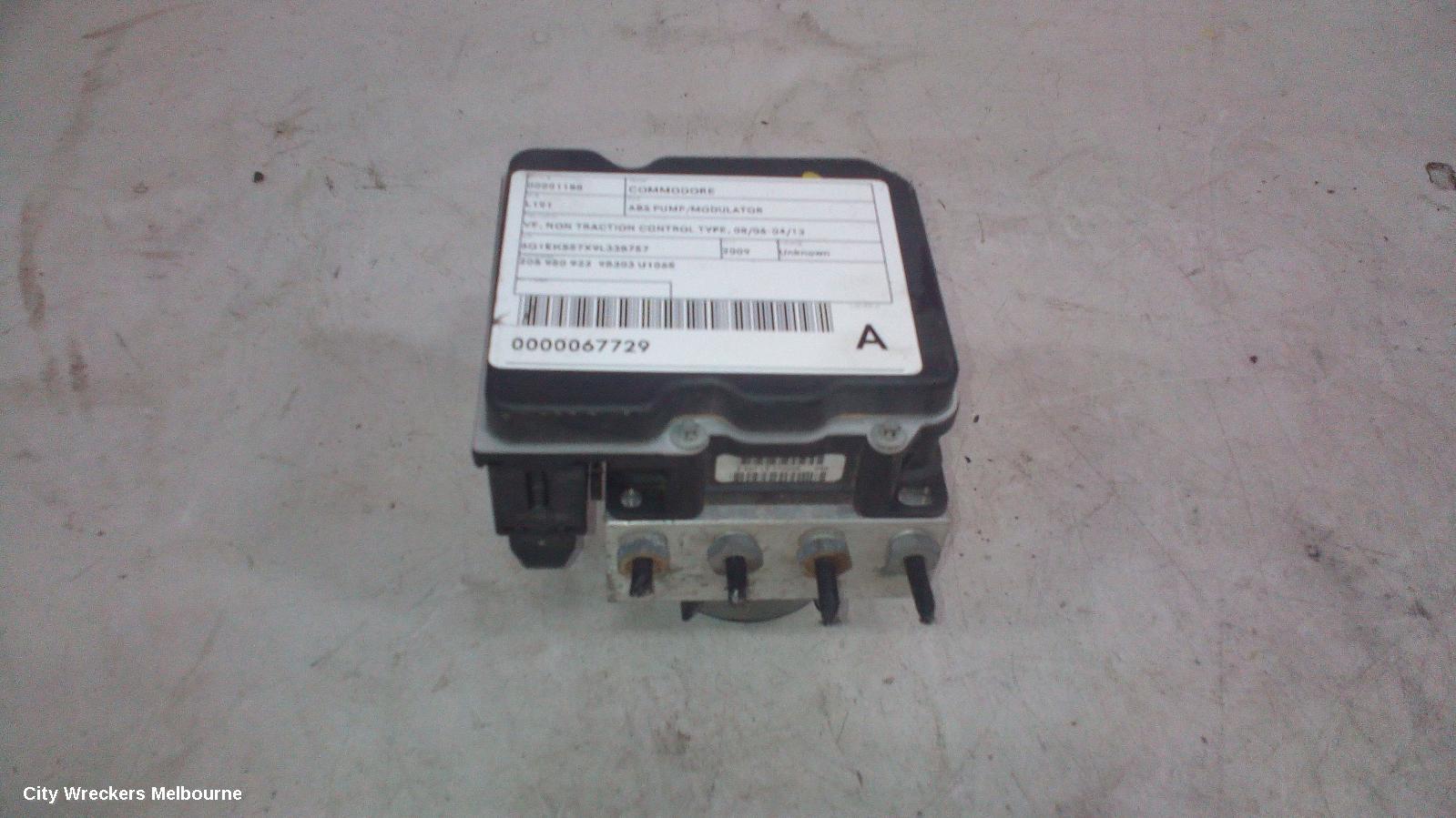 HOLDEN COMMODORE ABS PUMP/MODULATOR, VE, NON TRACTION CONTROL TYPE, 08/2006 - 04/2013