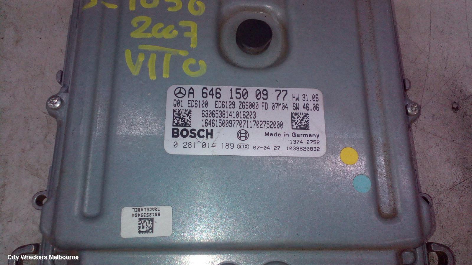 MERCEDES VITO ECU, ENGINE ECU, 2.1, DIESEL, P/N A6461500977, SEC SET (ECU/IMM/READER/KEY), 05/2004 - 01/2011
