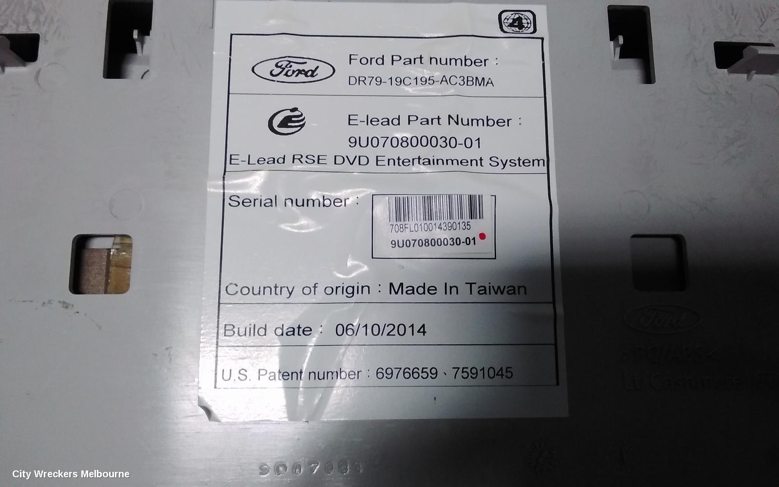 FORD TERRITORY RADIO/CD/DVD/SAT/TV, SZ MKI-MKII, DISPLAY UNIT 8IN, 04/2011 - 12/2016