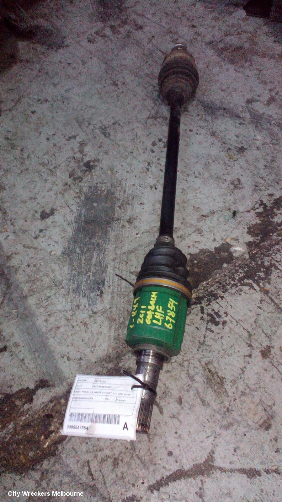 SUBARU OUTBACK LEFT DRIVESHAFT, FRONT, PETROL, 2.5, GREEN CV JOINT, 5TH GEN, 09/2009 - 08/2013