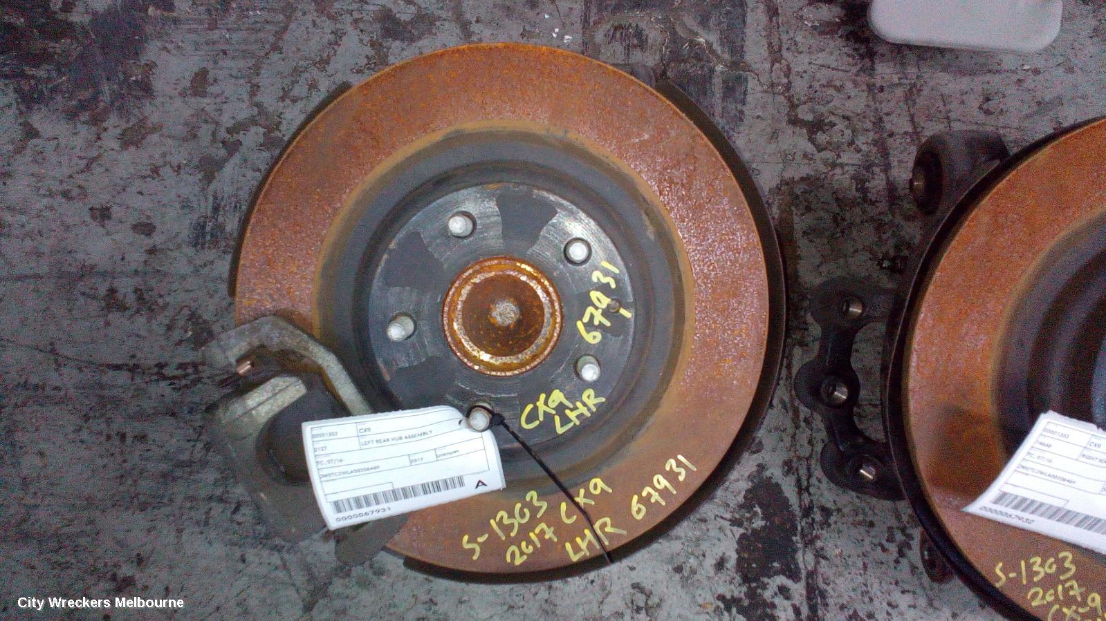 MAZDA CX9 LEFT REAR HUB ASSEMBLY, TC, FWD, 2.5, PETROL, AUTO T/M, 07/2016 ONWARDS