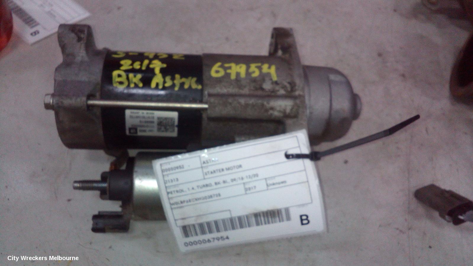 HOLDEN ASTRA STARTER, PETROL, 1.4, TURBO, BK-BL, 09/2016 - 12/2020