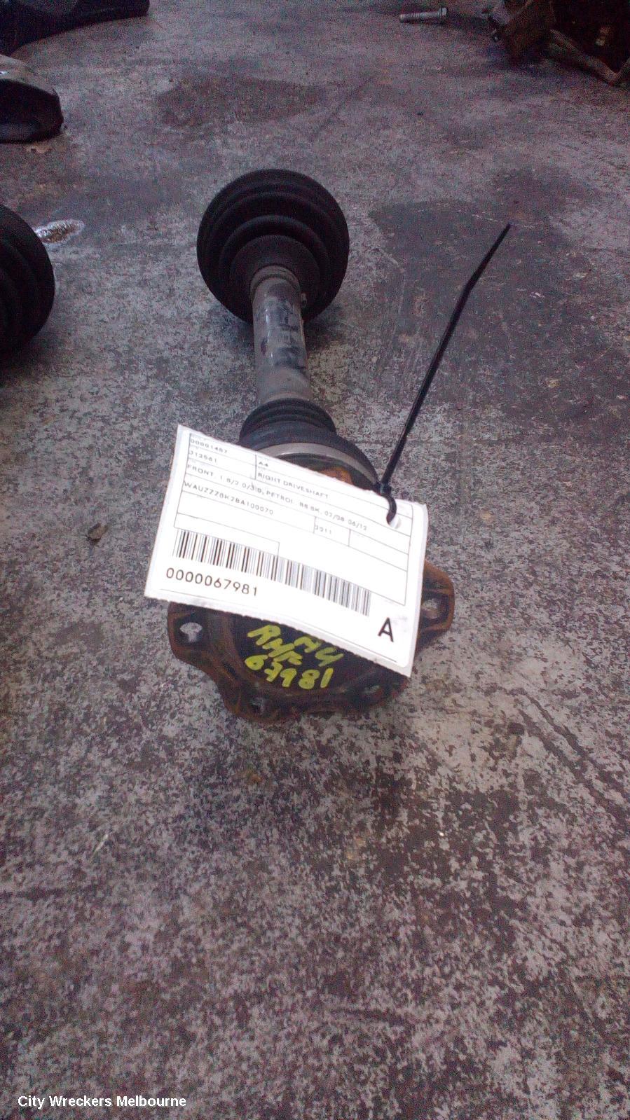 AUDI A4 RIGHT DRIVESHAFT, FRONT, 1.8/2.0/3.0, PETROL, B8 8K, 02/2008 - 06/2012