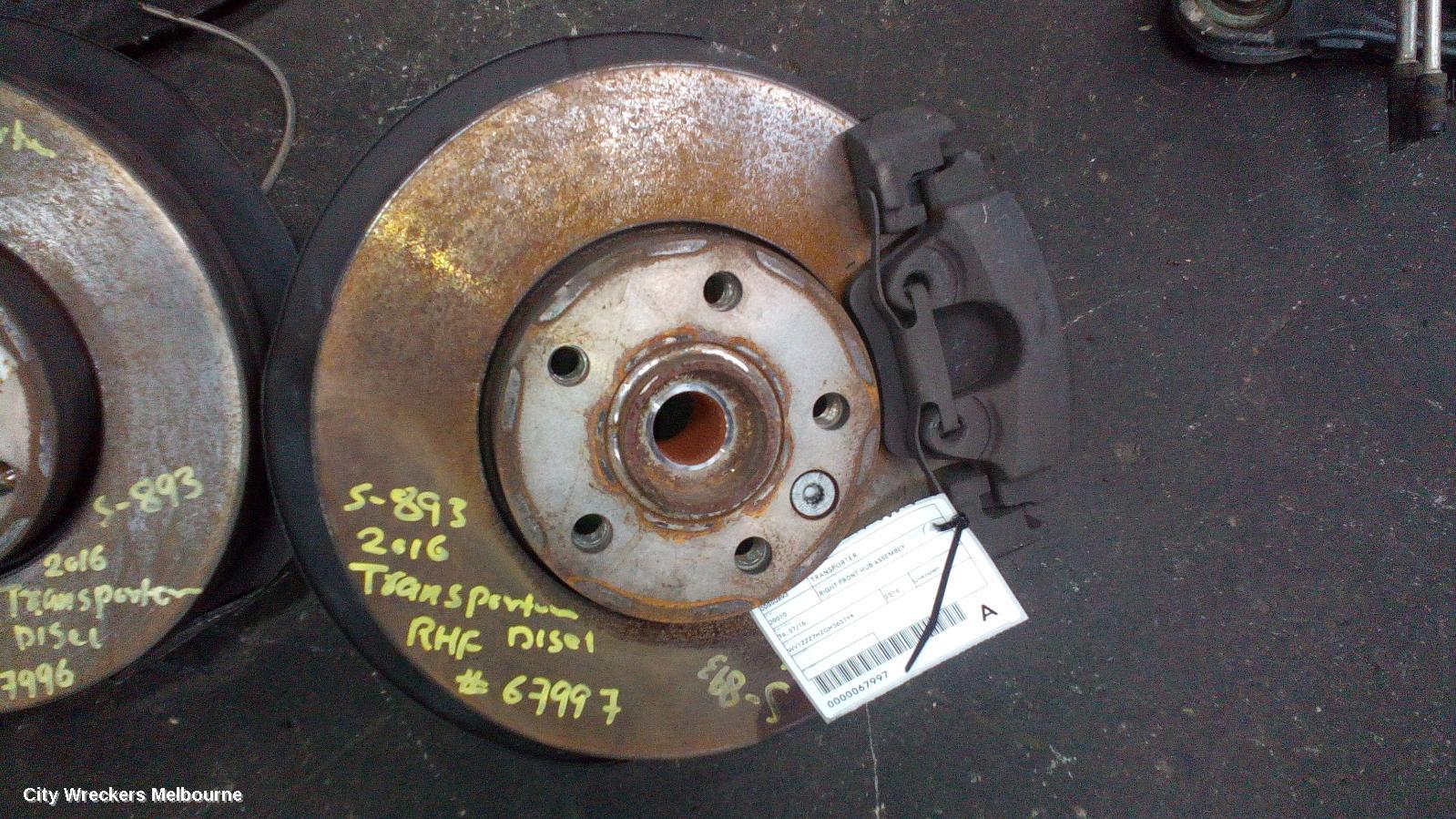 VOLKSWAGEN TRANSPORTER RIGHT FRONT HUB ASSEMBLY, T6, 07/2015 - 08/2024