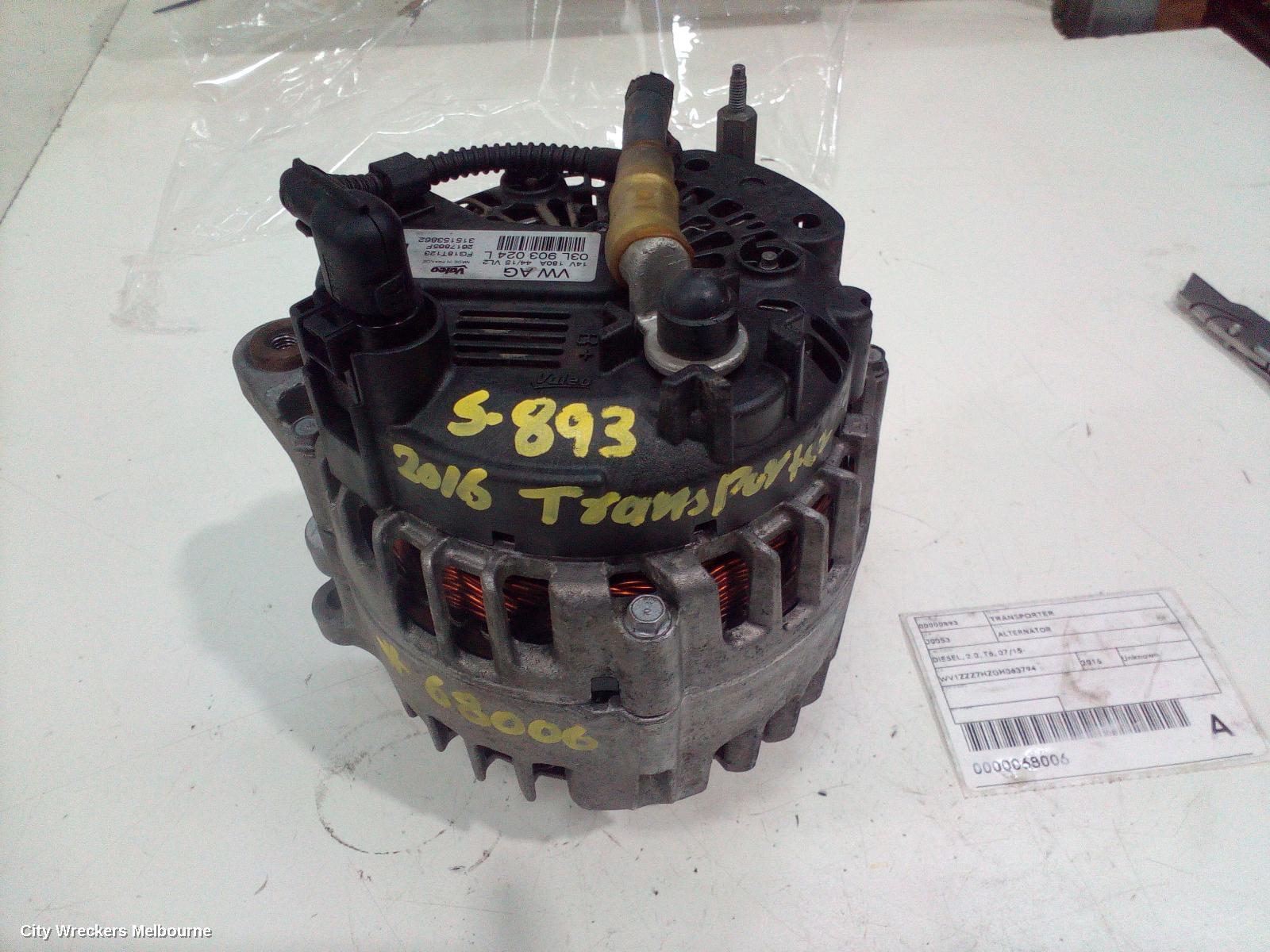 VOLKSWAGEN TRANSPORTER ALTERNATOR, T6, DIESEL,2.0, VALEO, 180 AMP, 07/2015 - 08/2024