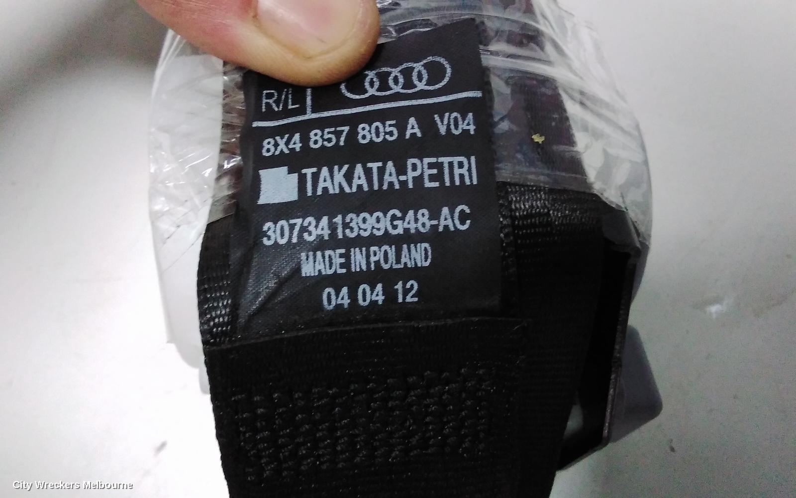 AUDI A1 SEATBELT/STALK, RH REAR, SEAT BELT ONLY, 5DR HATCH, 8X, 03/2012 - 10/2018