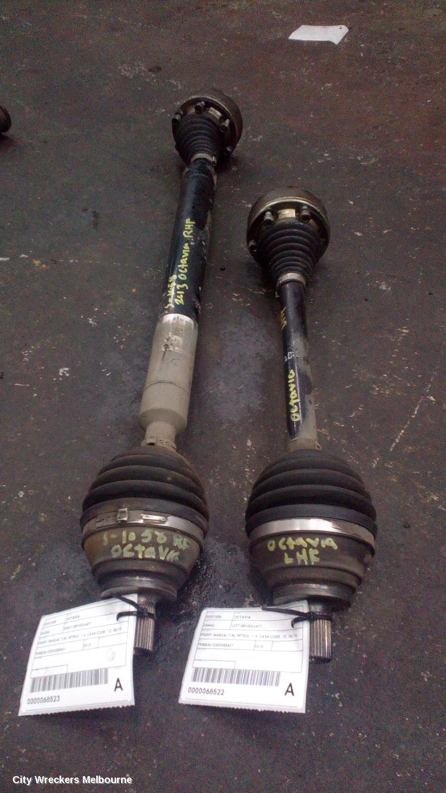 SKODA OCTAVIA LEFT DRIVESHAFT, FRONT, MANUAL T/M, PETROL, 1.4, CAXA CODE, 1Z, 08/2010 - 10/2013