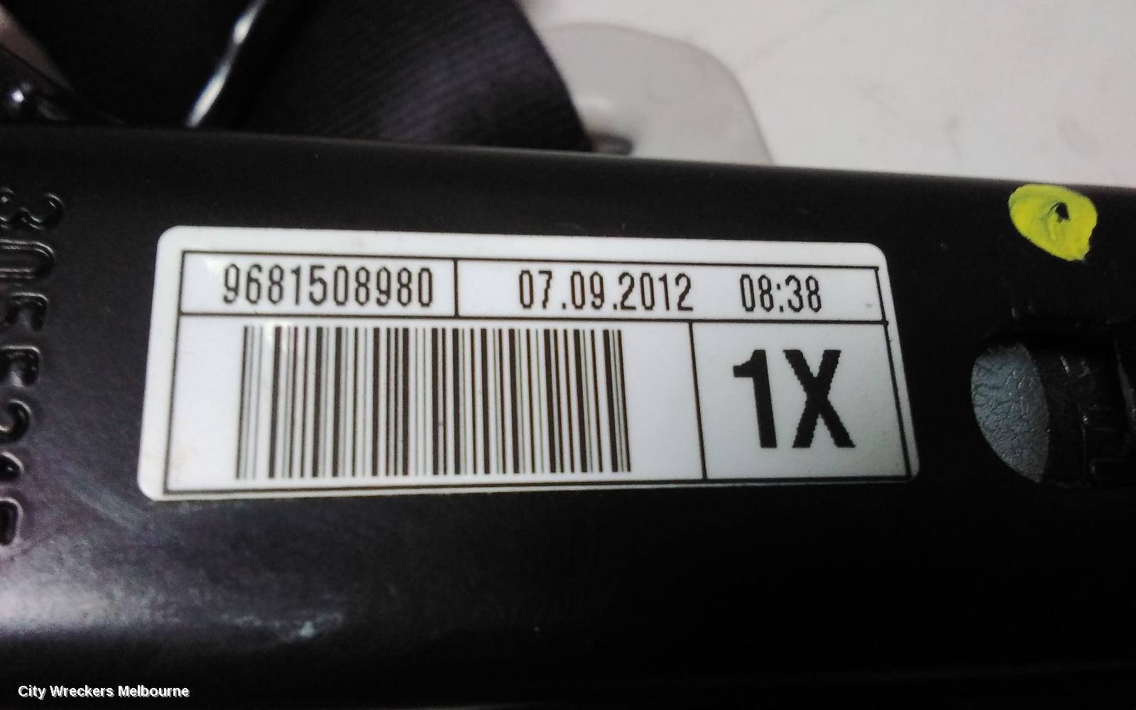 PEUGEOT PARTNER SEATBELT/STALK, LH FRONT, SEAT BELT ONLY, 09/2008 - 01/2015