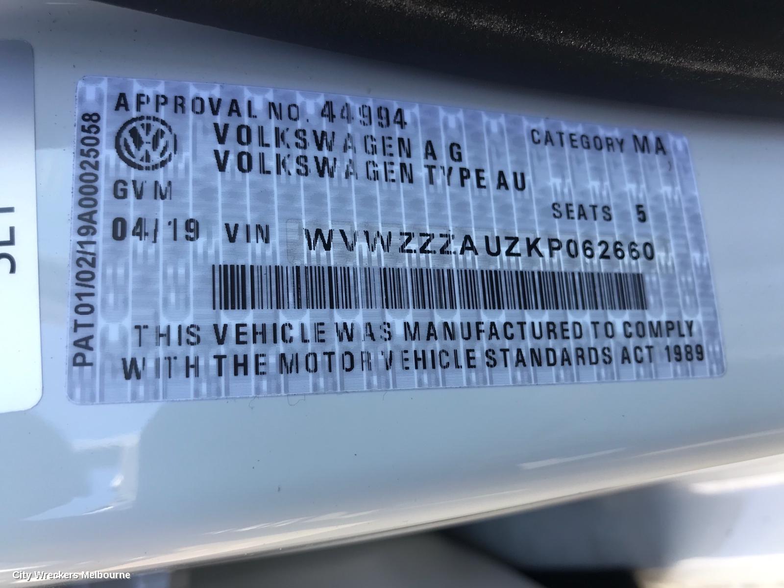 VOLKSWAGEN GOLF LEFT FRONT DOOR, GEN 7, 5DR HATCH, 12/2012 - 08/2020