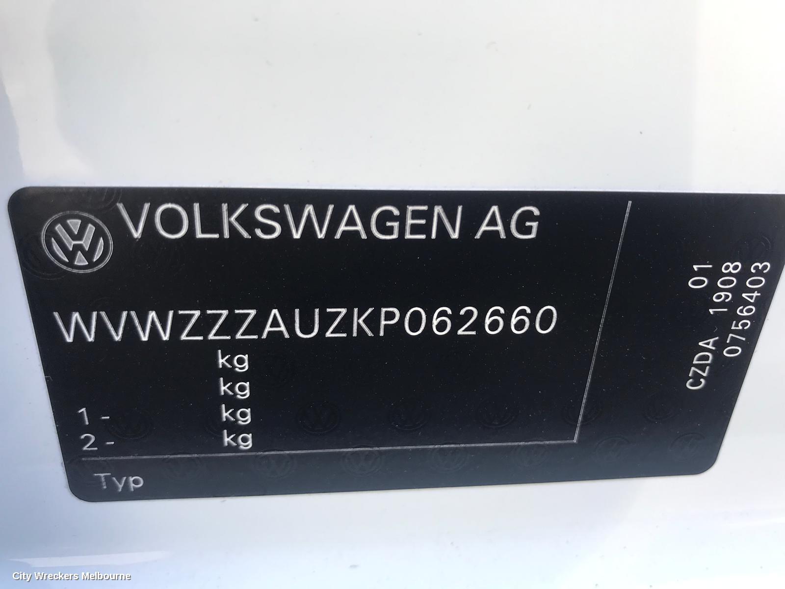 VOLKSWAGEN GOLF LEFT FRONT DOOR, GEN 7, 5DR HATCH, 12/2012 - 08/2020