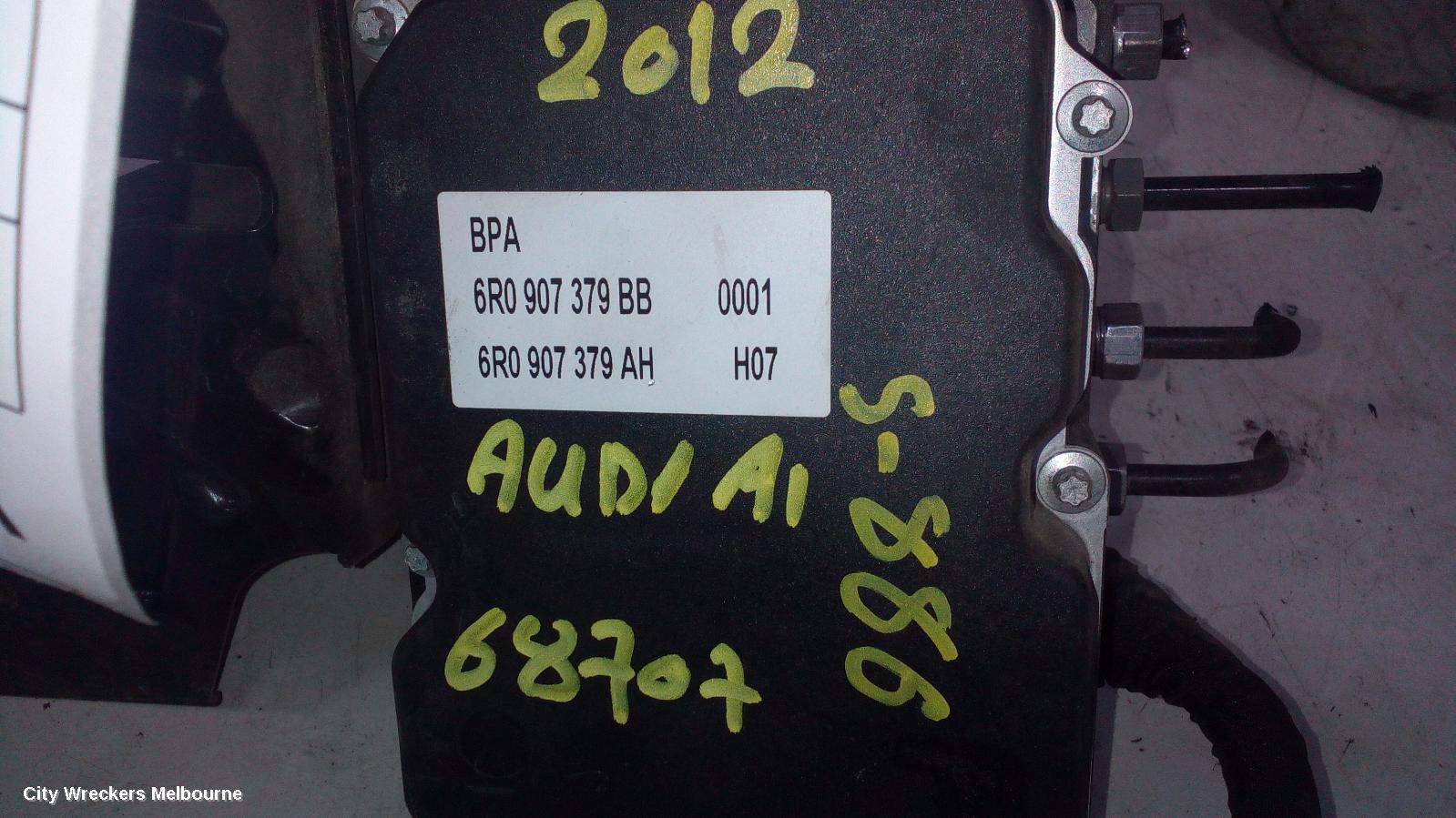 AUDI A1 ABS PUMP/MODULATOR, ON ALLOY P/N 6R0614517AM, ON MODULE P/N 6R0907379BB, 8X, 04/2011 - 11/2012