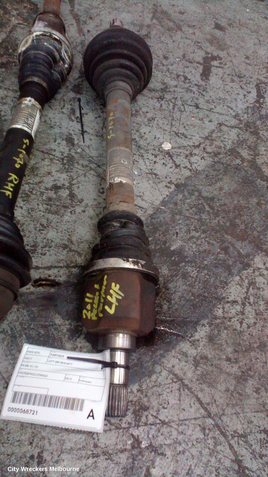 PEUGEOT PARTNER LEFT DRIVESHAFT, 09/2008 - 01/2015