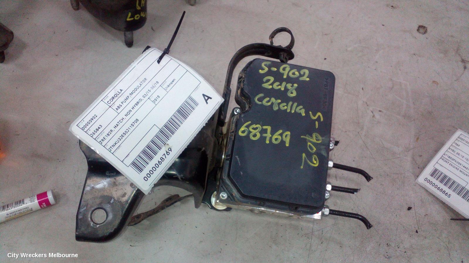 TOYOTA COROLLA ABS PUMP/MODULATOR, ZRE182R, HATCH, NON HYBRID, 03/2015 - 06/2018