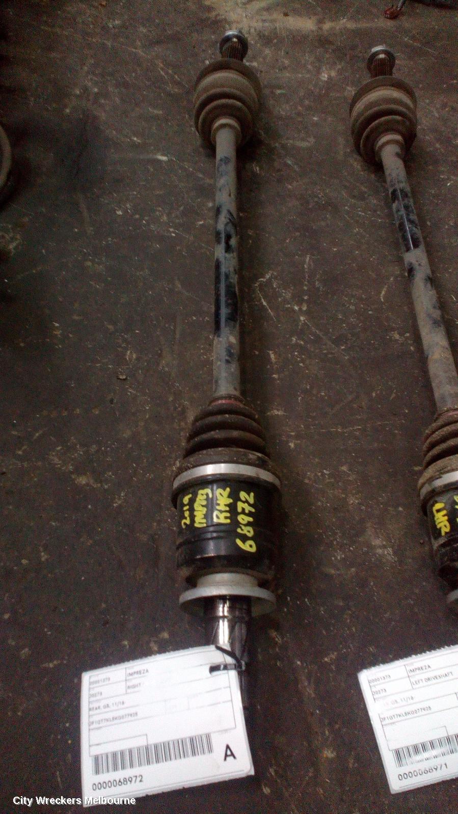 SUBARU IMPREZA RIGHT DRIVESHAFT, REAR, G5, 11/2016 ONWARDS