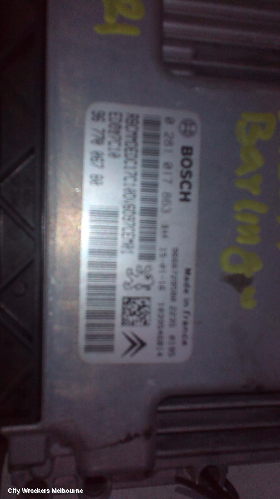 CITROEN BERLINGO ECU, ENGINE ECU, P/N 0281017863, ECU ONLY, B9C, 03/2009 - 12/2018