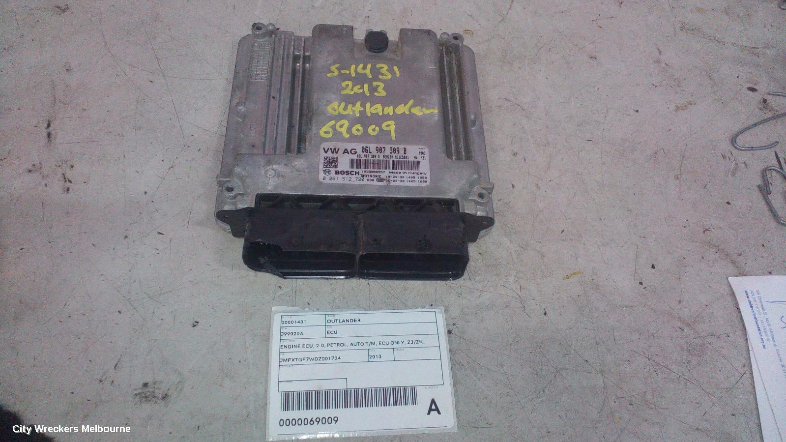 MITSUBISHI OUTLANDER ECU, ENGINE ECU, 2.0, PETROL, AUTO T/M, ECU ONLY, ZJ/ZK, 10/2012 ONWARDS