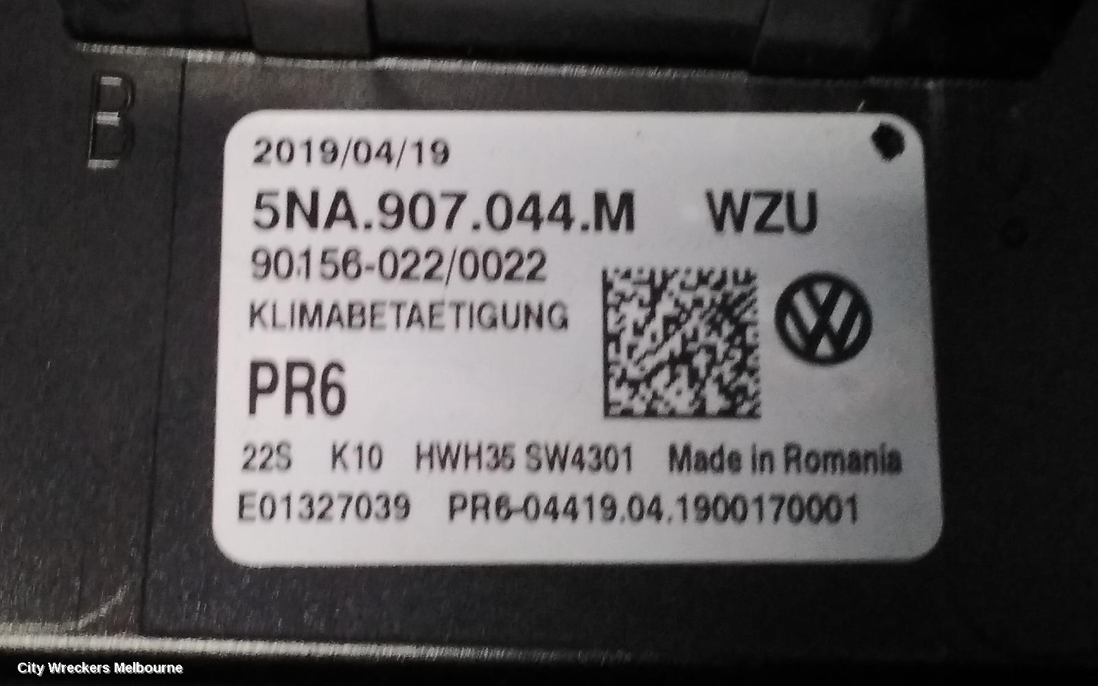 VOLKSWAGEN TIGUAN HEATER/AC CONTROLS, 5NA, FRONT, THREE ZONE CLIMATE CONTROL, NON SEAT HEATING TYPE, 06/2016 - 05/2021