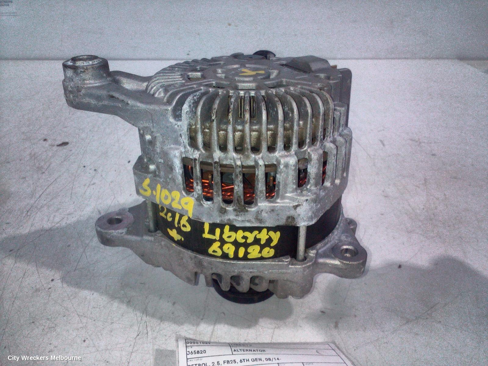SUBARU LIBERTY ALTERNATOR, PETROL, 2.5, FB25, P/N 23700AA911, 6TH GEN, 08/2014 - 04/2021