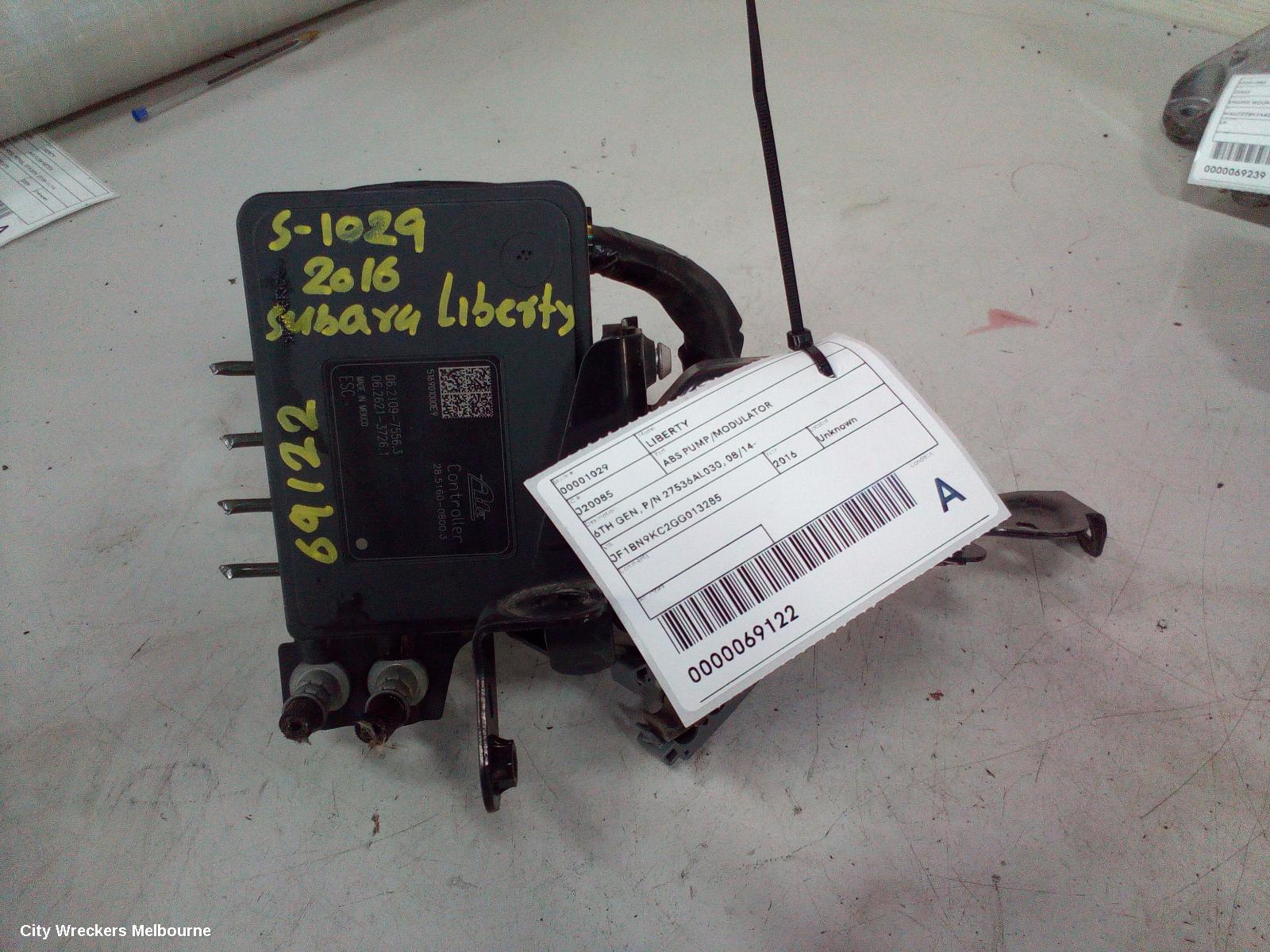 SUBARU LIBERTY ABS PUMP/MODULATOR, 6TH GEN, P/N 27536AL030, 08/2014 ONWARDS