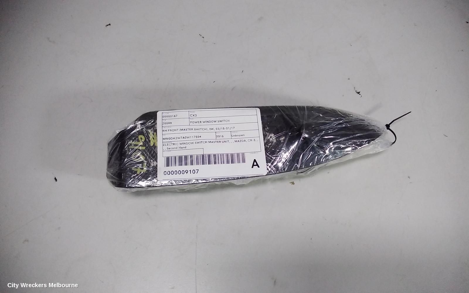 MAZDA CX3 PWR DR WIND SWITCH, RH FRONT (MASTER SWITCH), DK, 03/2015 - 01/2017