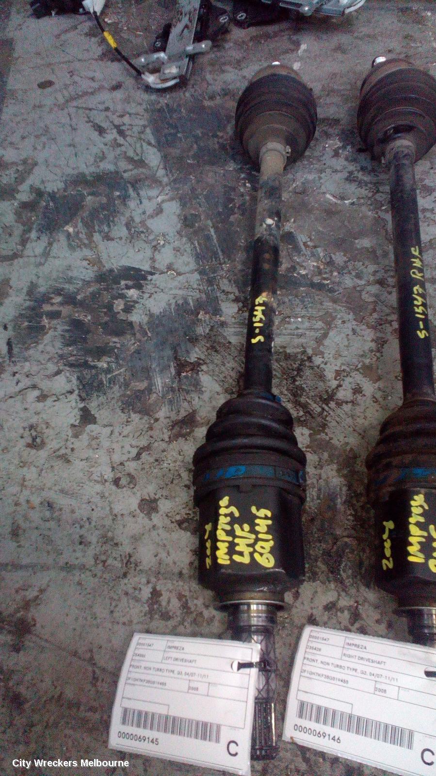 SUBARU IMPREZA LEFT DRIVESHAFT, FRONT, NON TURBO TYPE, G3, 04/2007 - 11/2011