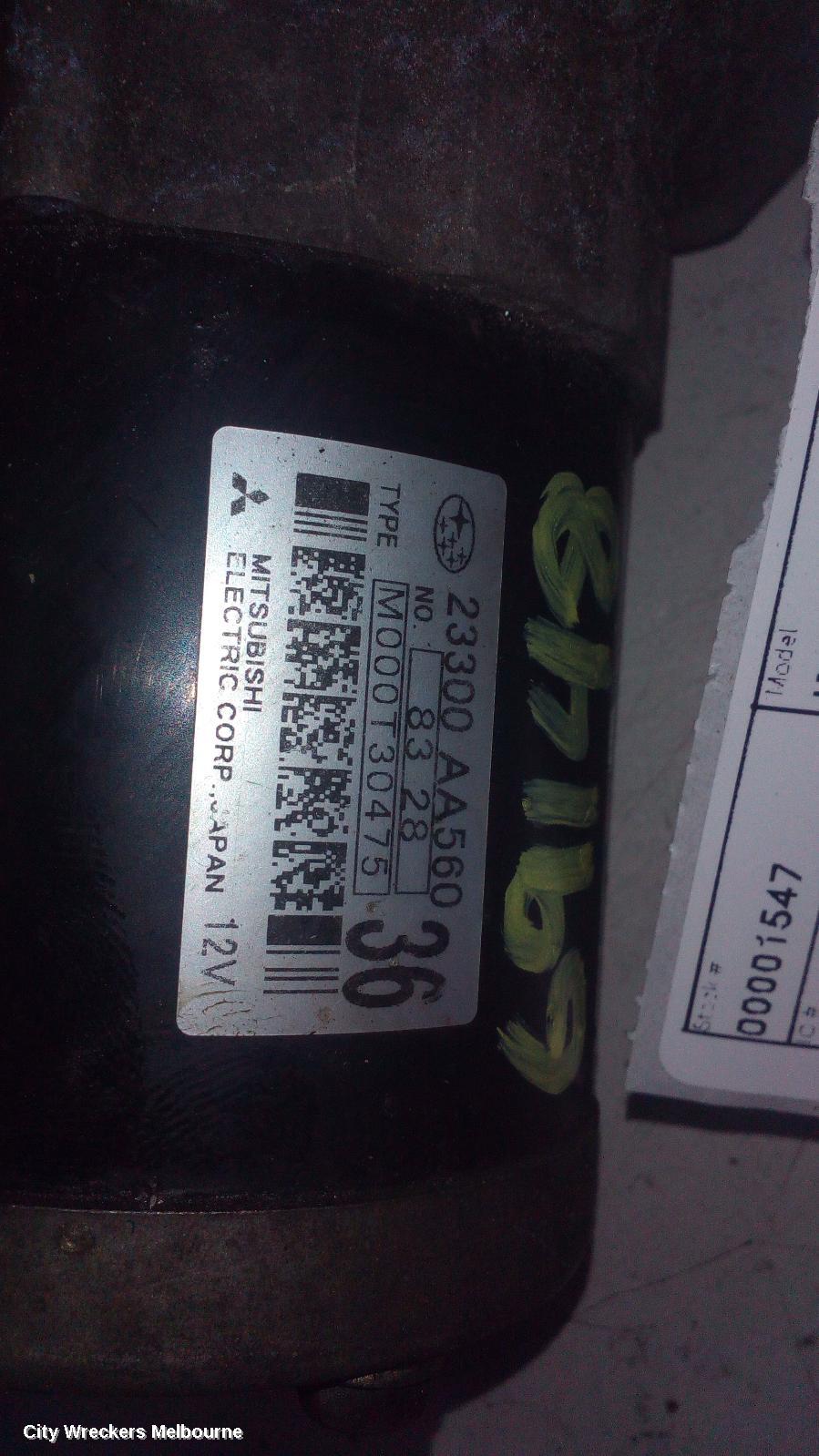 SUBARU IMPREZA STARTER, PETROL, EJ20/EJ25, NON TURBO, MANUAL, 5 SPEED, 04/1993 - 07/2011