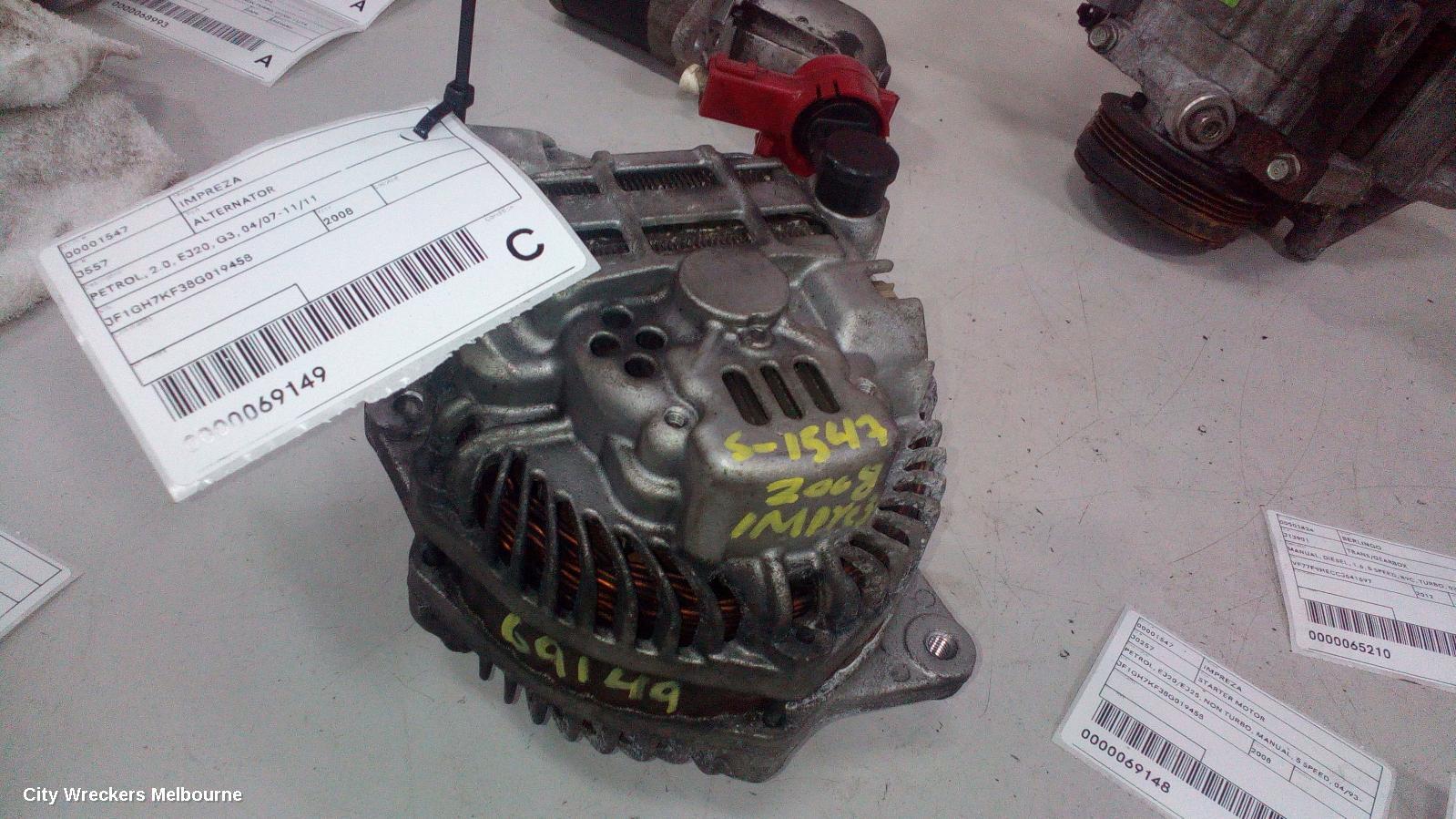 SUBARU IMPREZA ALTERNATOR, PETROL, 2.0, EJ20, G3, 04/2007 - 11/2011