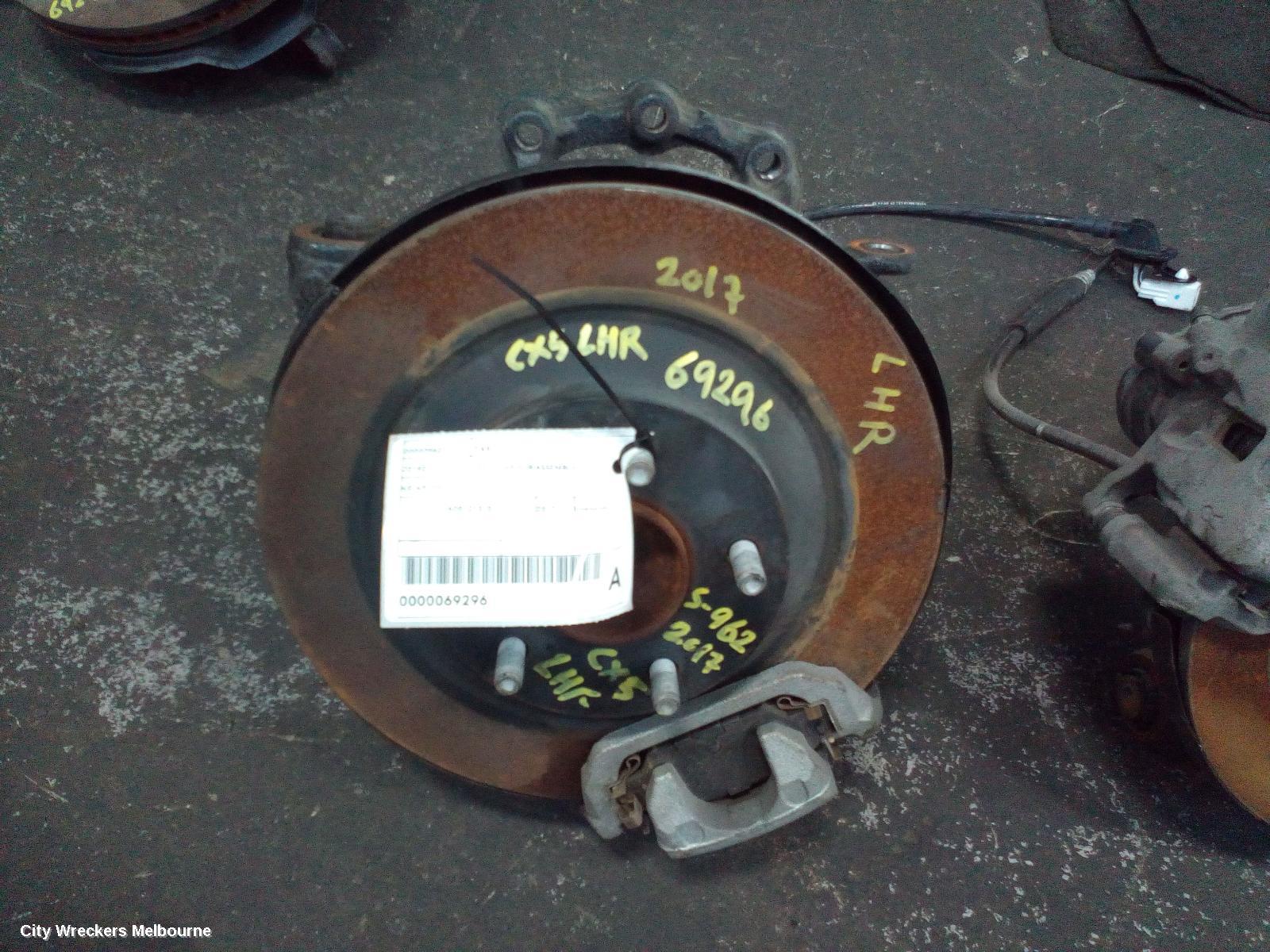 MAZDA CX5 LEFT REAR HUB ASSEMBLY, KE-KF, 2WD, BOLT TYPE SHOCK MOUNT, 02/2012 ONWARDS