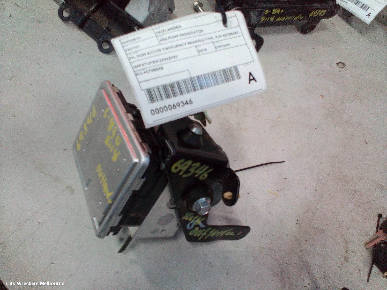 MITSUBISHI OUTLANDER ABS PUMP/MODULATOR, ZK, NON ACTIVE EMERGENCY BRAKING TYPE, P/N 4670B482, 04/2015 ONWARDS