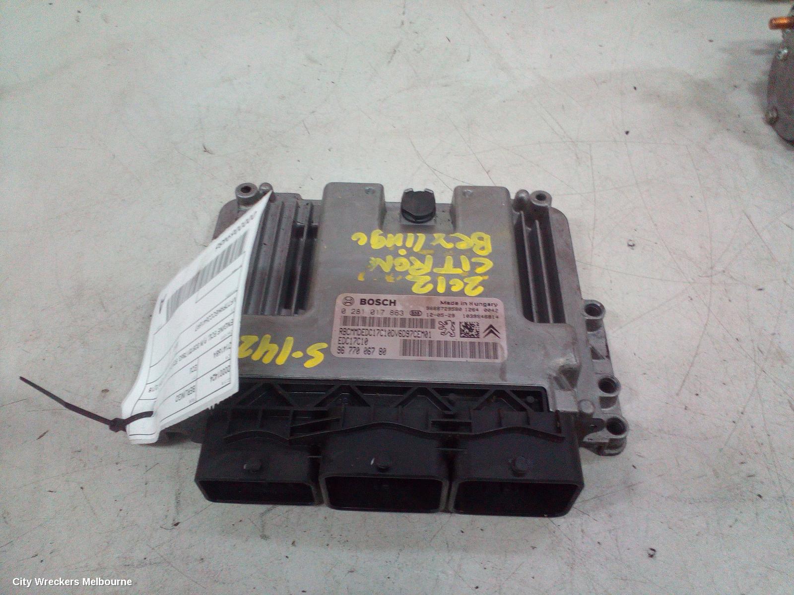 CITROEN BERLINGO ECU, ENGINE ECU, P/N 0281017863, ECU ONLY, B9C, 03/2009 - 12/2018