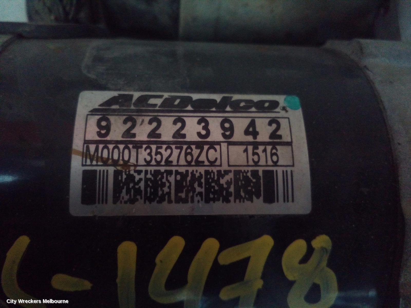 HOLDEN COMMODORE STARTER, 3.6, VE, NUT CONNECTOR TYPE, 08/2006 - 05/2013