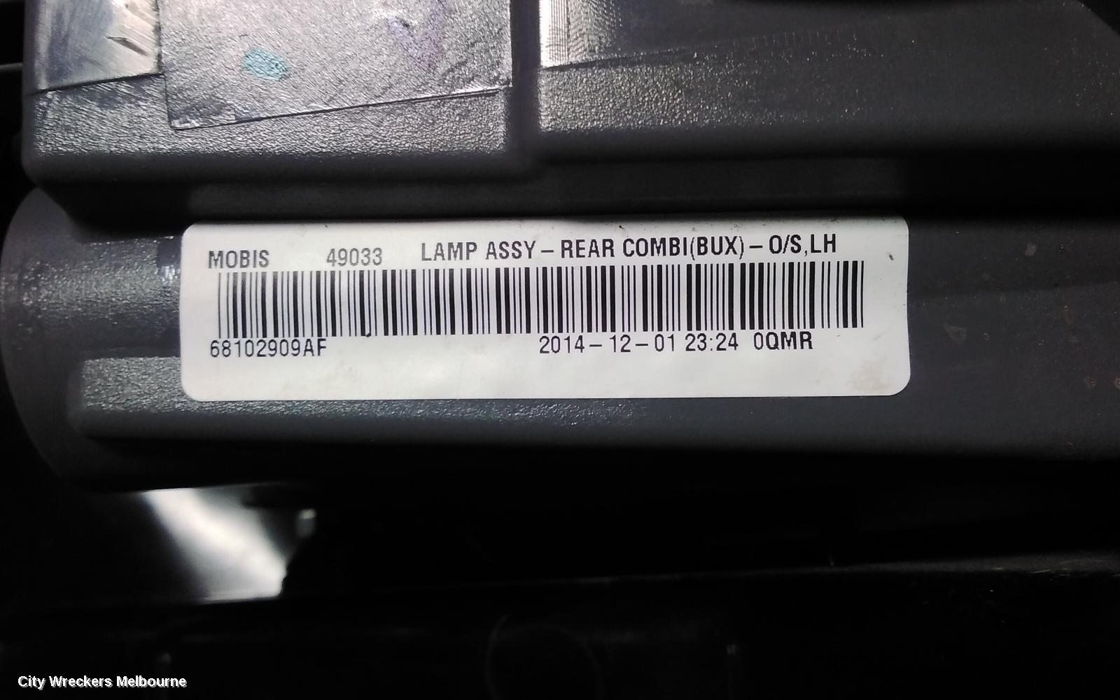 JEEP CHEROKEE LEFT TAILLIGHT, KL, IN BODY, 02/2014 - 03/2018