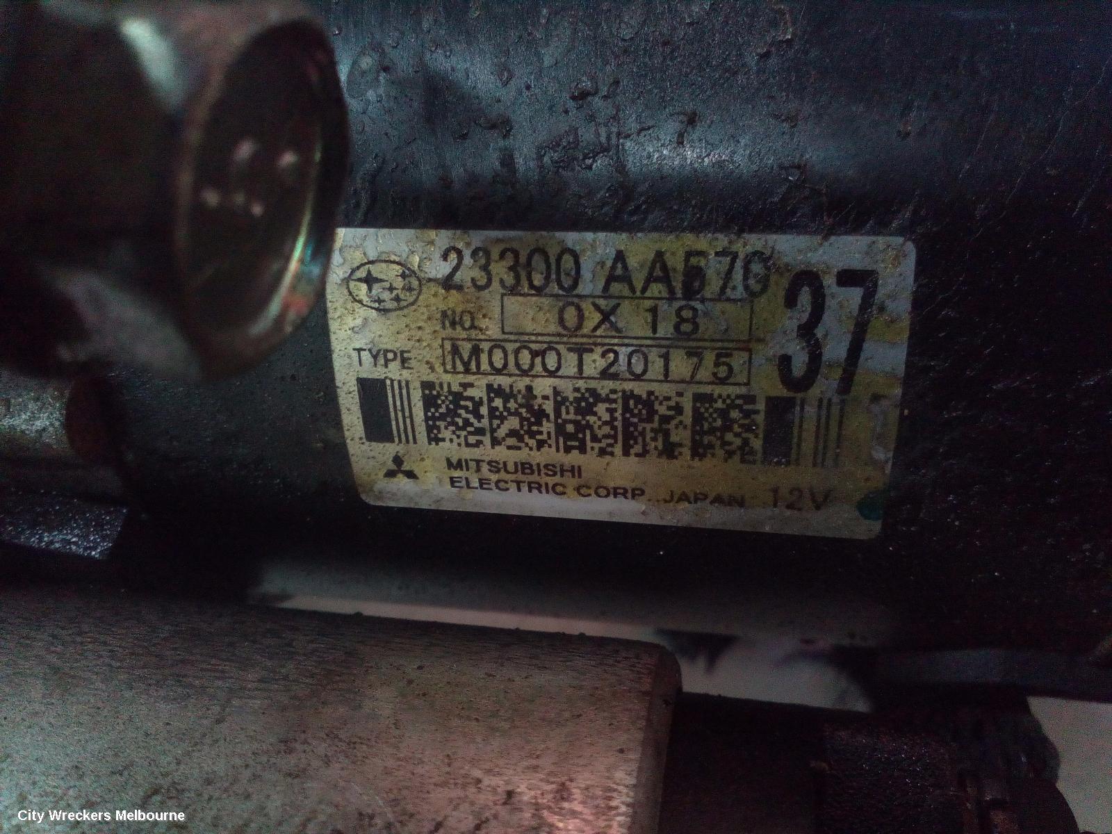 SUBARU OUTBACK STARTER, PETROL, EJ25, NON TURBO, AUTO, 4/6 SPEED, 2ND-5TH GEN, 09/1996 - 09/2012