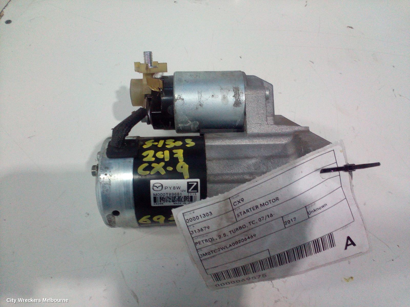 MAZDA CX9 STARTER, PETROL, 2.5, TURBO, TC, 07/2016 ONWARDS