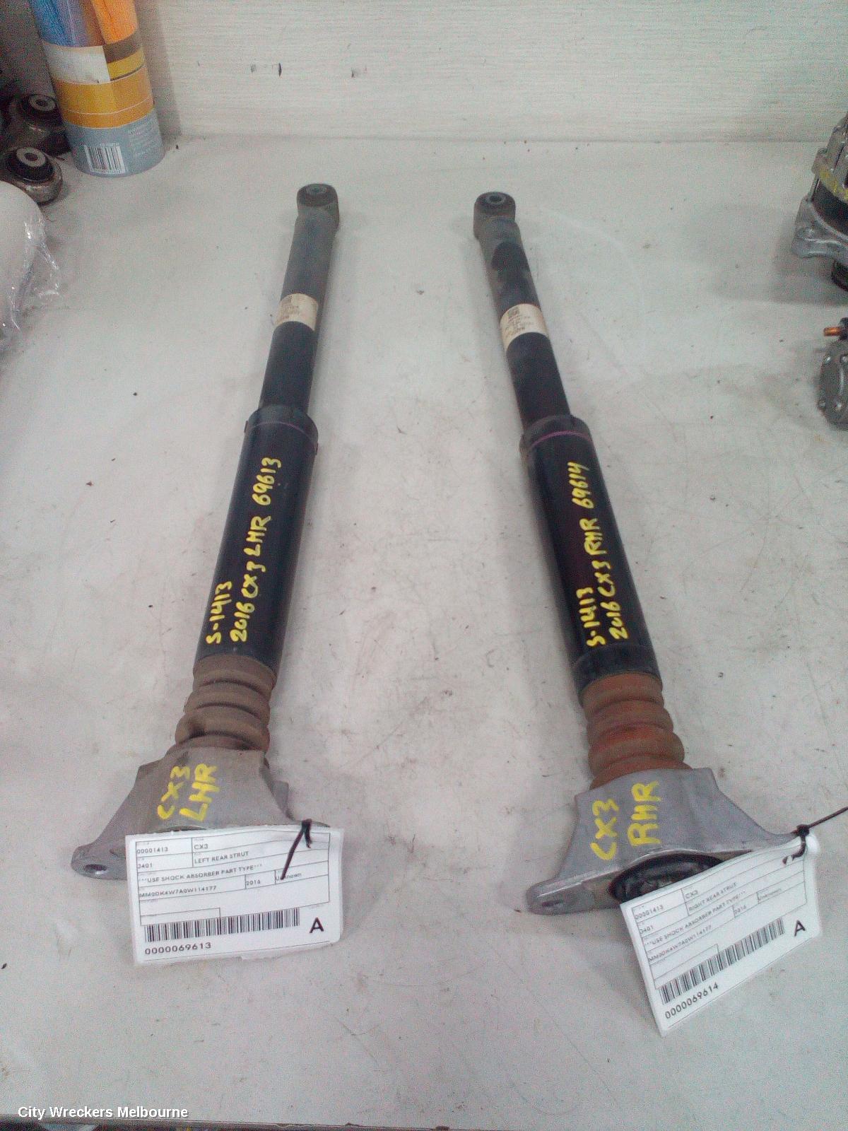 MAZDA CX3 SHOCK ABSORBER, DK, REAR, LEFT/RIGHT, SINGLE SHOCK ONLY, 4WD, 03/2015 - 02/2017