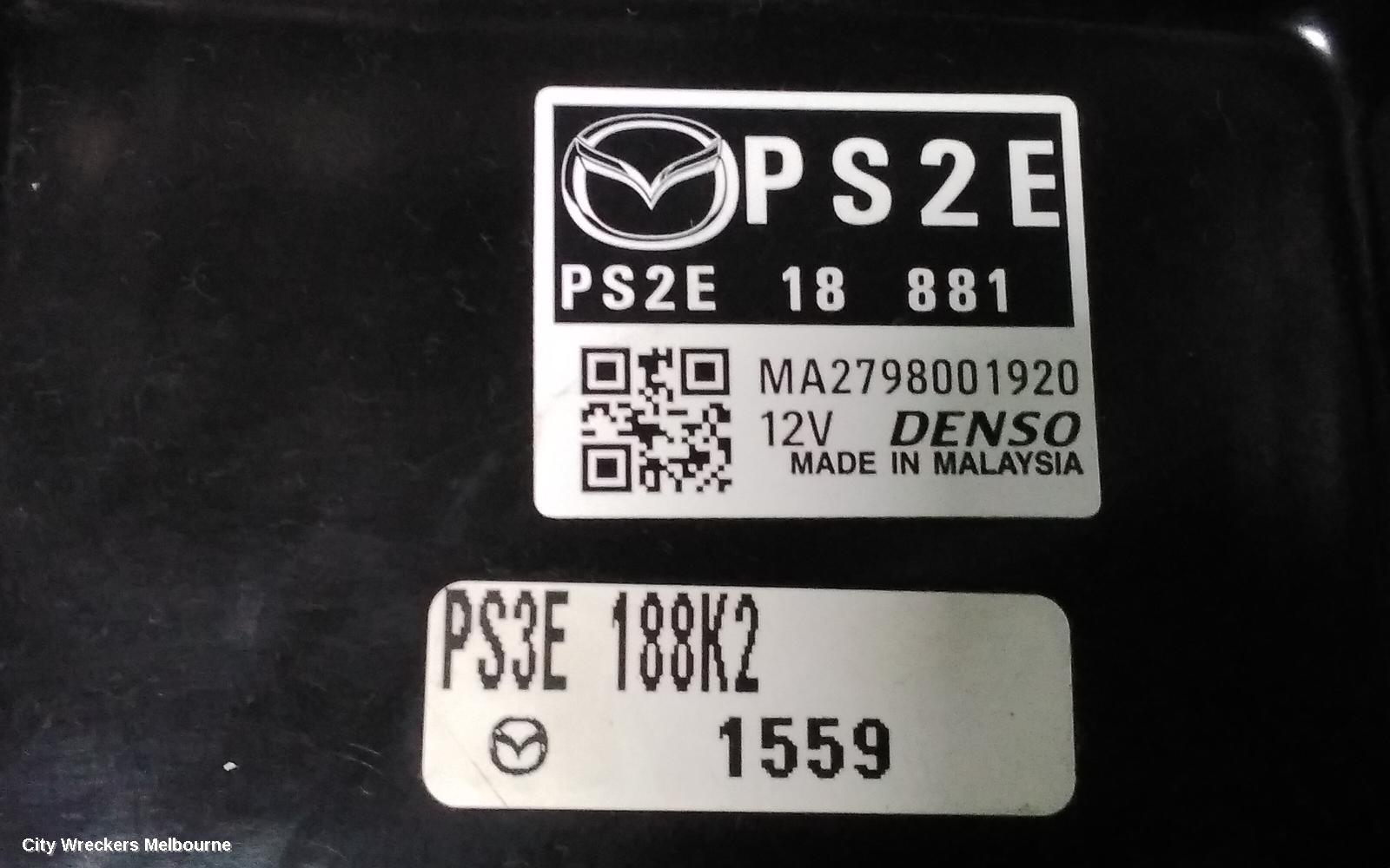 MAZDA CX3 ECU, ENGINE ECU, 2.0, PETROL, ECU ONLY, P/N PS1X18881, DK, 03/2015 ONWARDS