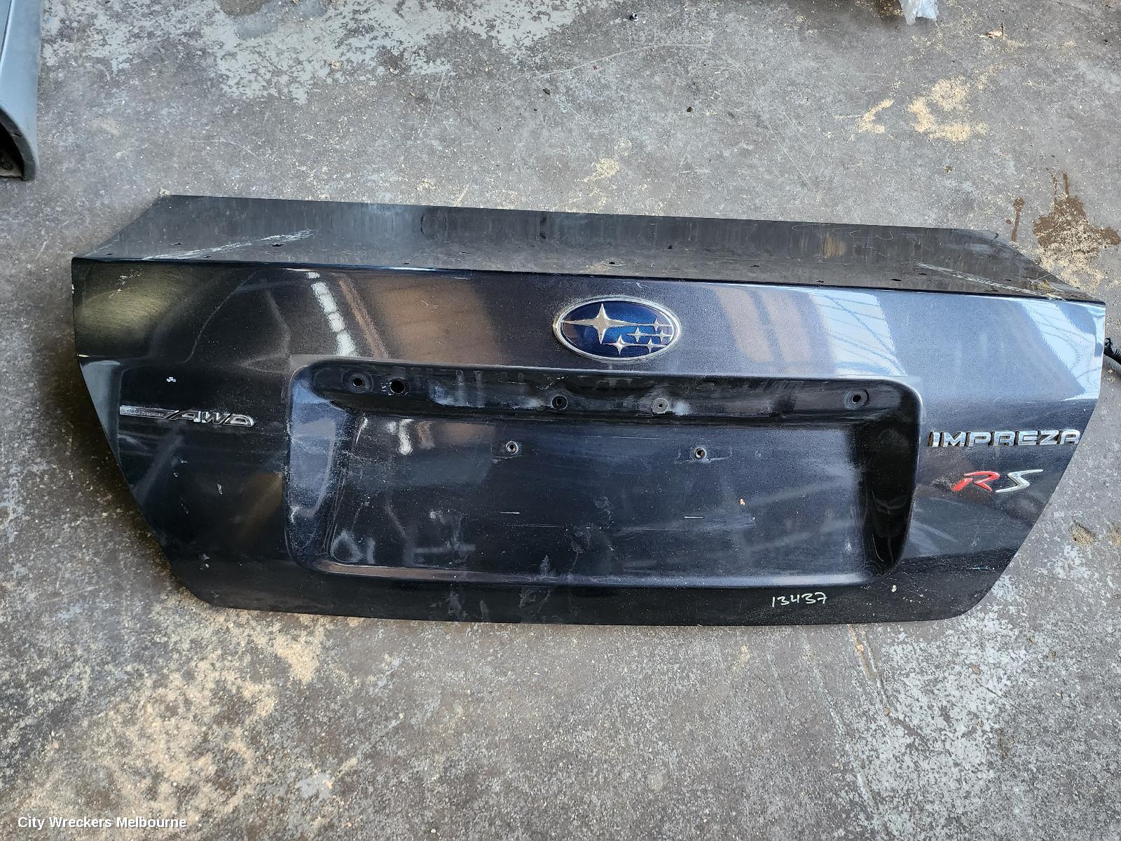 SUBARU IMPREZA BOOTLID/TAILGATE, BOOTLID, G3, STANDARD TYPE, SPOILERED TYPE, 04/2007 - 11/2011