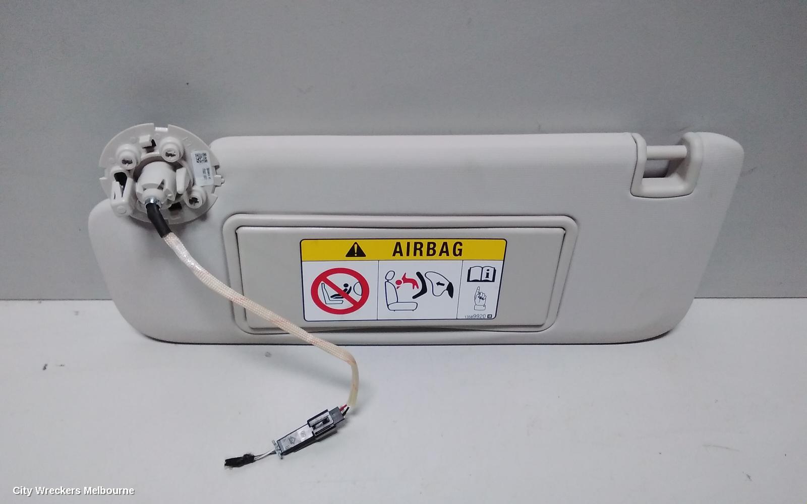 HOLDEN ASTRA SUNVISOR, BK-BL, LH SIDE, W/ LIGHT, 09/2016 - 12/2020