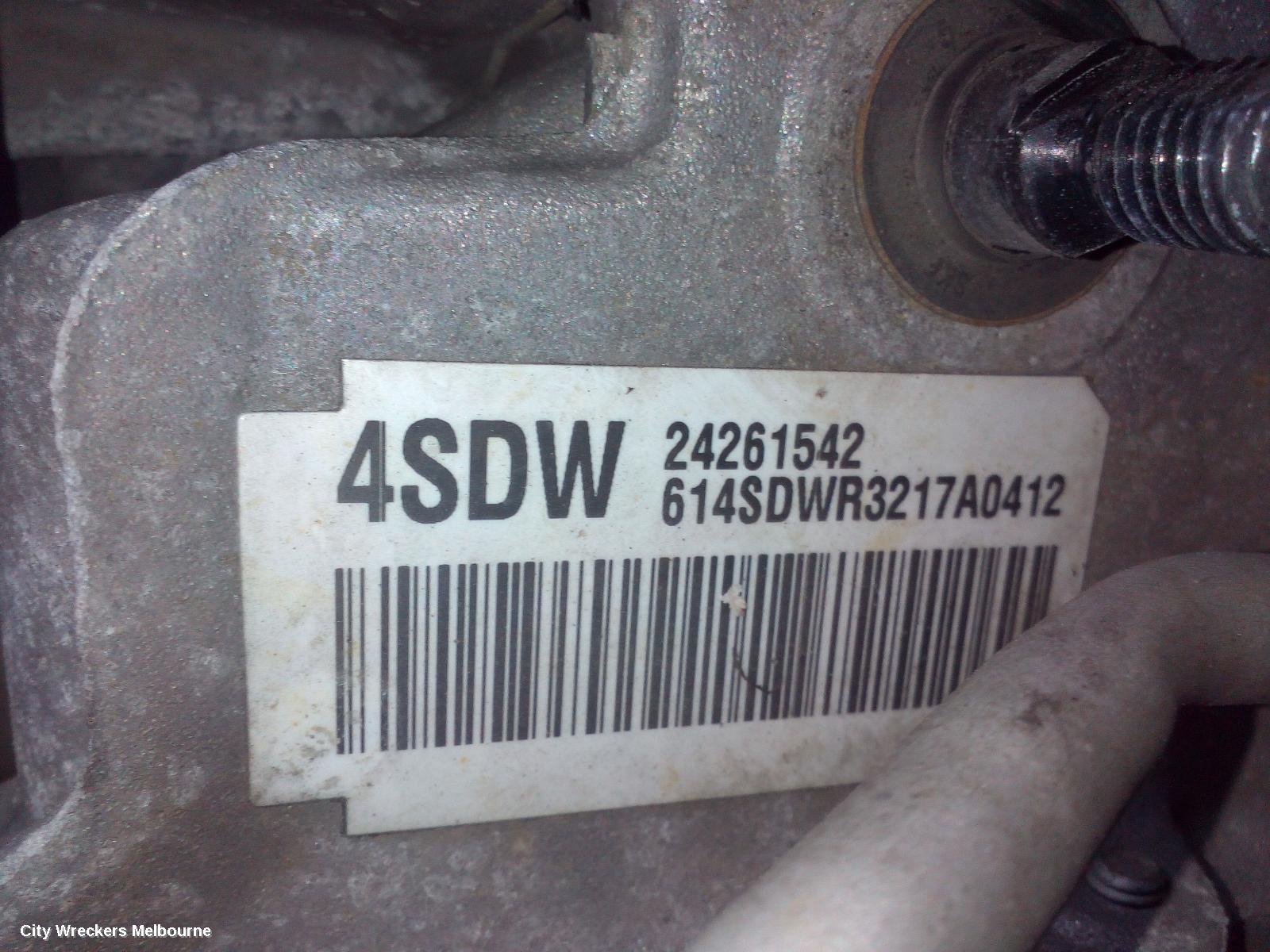 HOLDEN TRAX TRANS/GEARBOX, AUTO, PETROL, 1.8, 4SDW TAG, TJ SERIES, 08/2013 - 09/2016