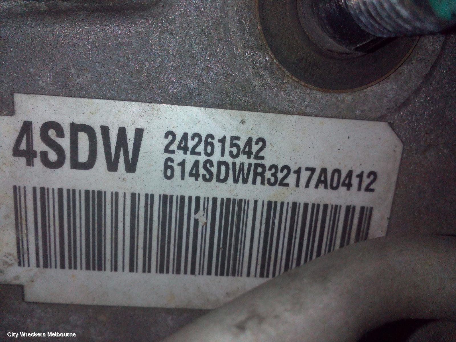 HOLDEN TRAX TRANS/GEARBOX, AUTO, PETROL, 1.8, 4SDW TAG, TJ SERIES, 08/2013 - 09/2016