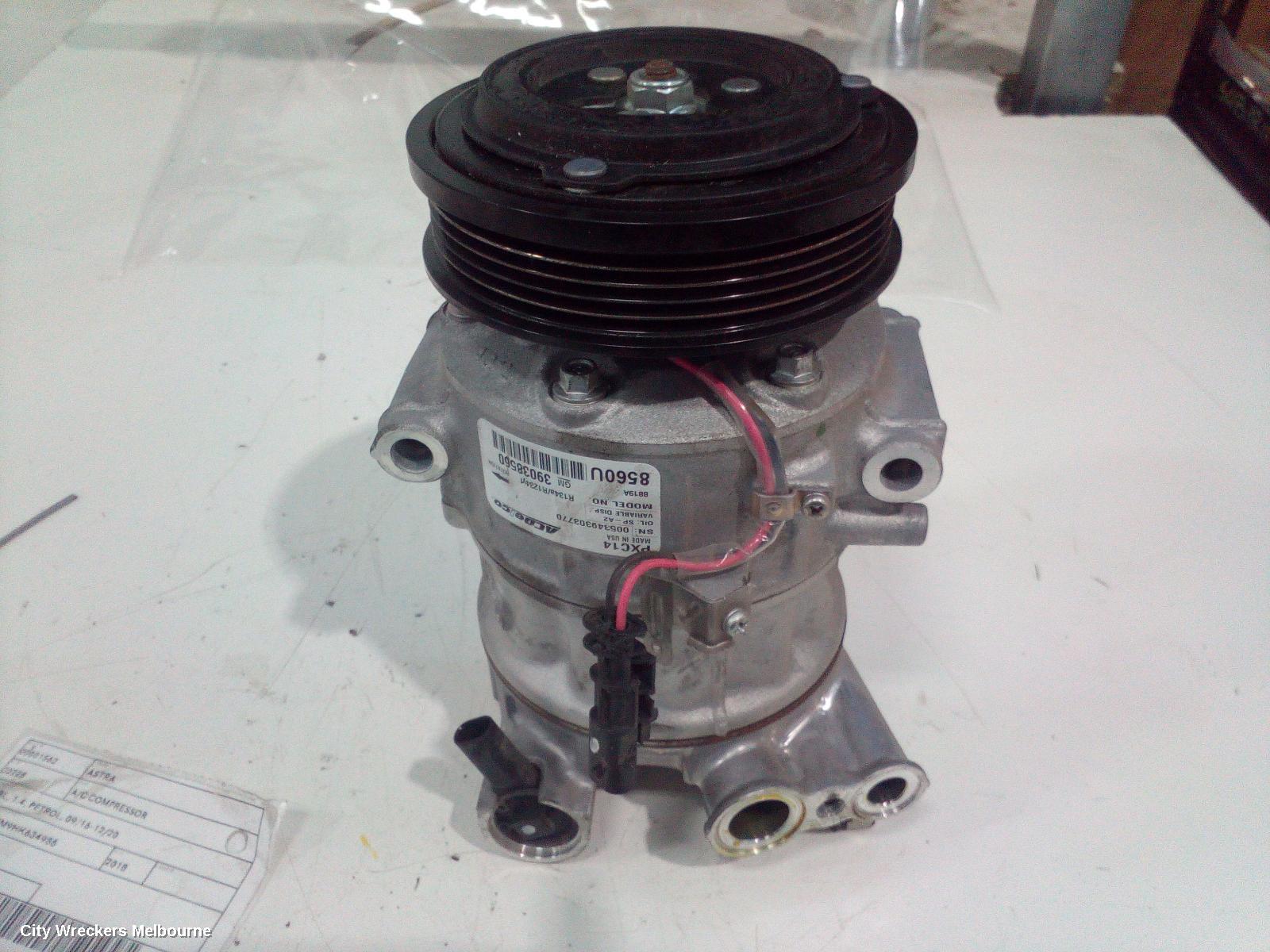 HOLDEN ASTRA A/C COMPRESSOR, BK-BL, 1.4, PETROL, 09/2016 - 12/2020