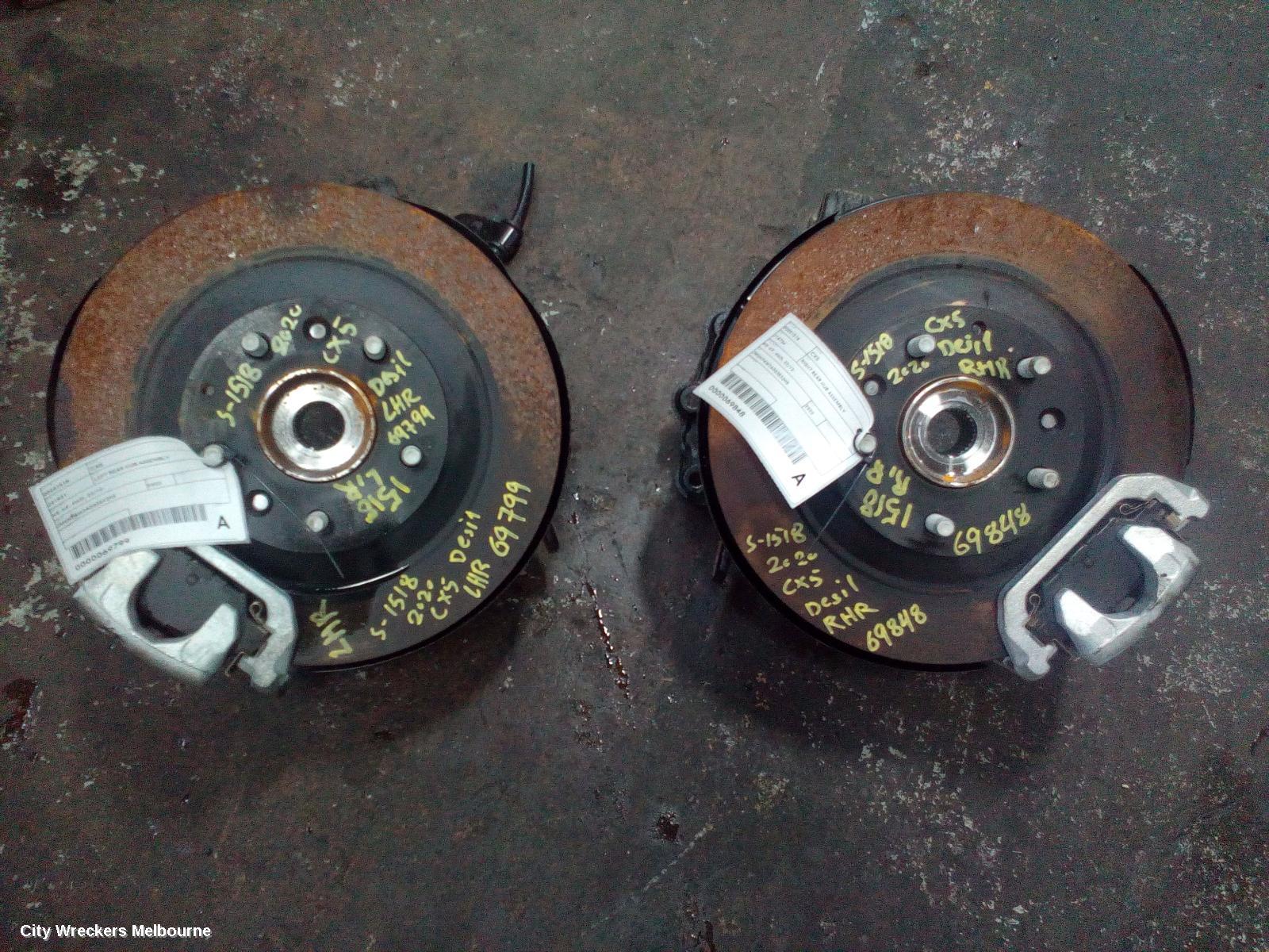 MAZDA CX5 LEFT REAR HUB ASSEMBLY, KE-KF, 4WD, BOLT TYPE SHOCK MOUNT, 02/2012 ONWARDS