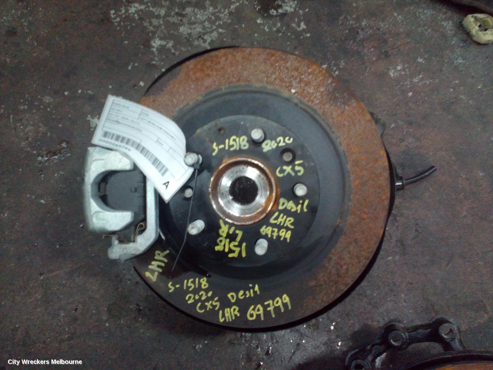 MAZDA CX5 LEFT REAR HUB ASSEMBLY, KE-KF, 4WD, BOLT TYPE SHOCK MOUNT, 02/2012 ONWARDS