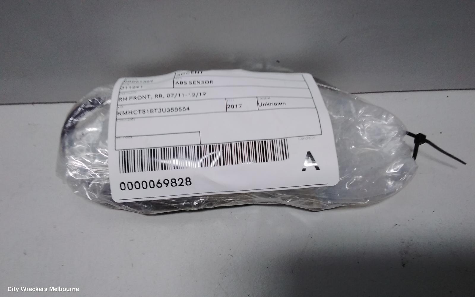 HYUNDAI ACCENT ABS SENSOR, RH FRONT, RB, 07/2011 - 12/2019