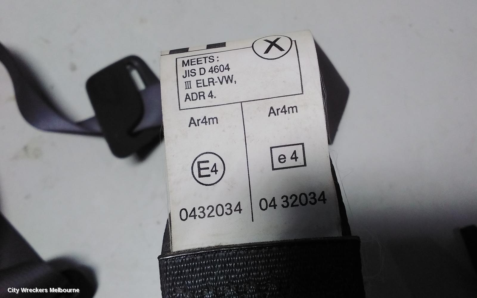 TOYOTA PRADO SEATBELT/STALK, RH REAR 3RD ROW, SEAT BELT ONLY, 120 SERIES, 02/2003 - 10/2009