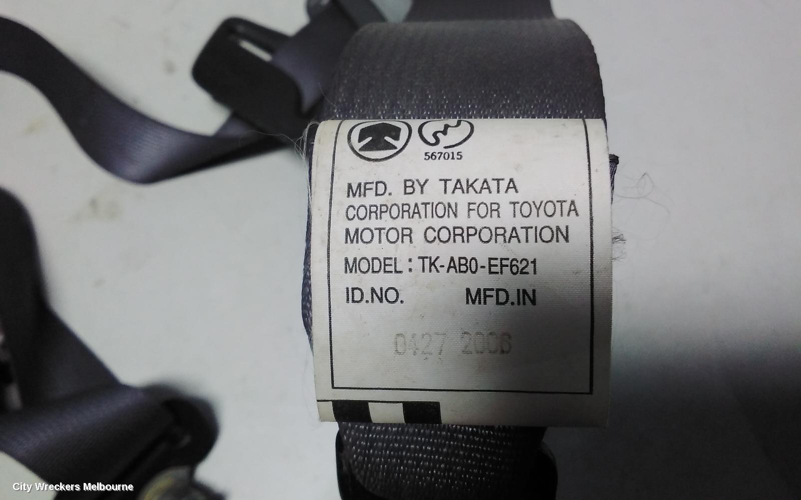 TOYOTA PRADO SEATBELT/STALK, RH REAR 3RD ROW, SEAT BELT ONLY, 120 SERIES, 02/2003 - 10/2009