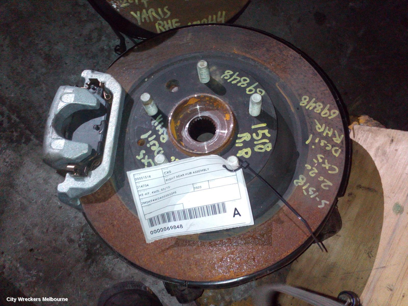 MAZDA CX5 RIGHT REAR HUB ASSEMBLY, KE-KF, 4WD, BOLT TYPE SHOCK MOUNT, 02/2012 ONWARDS