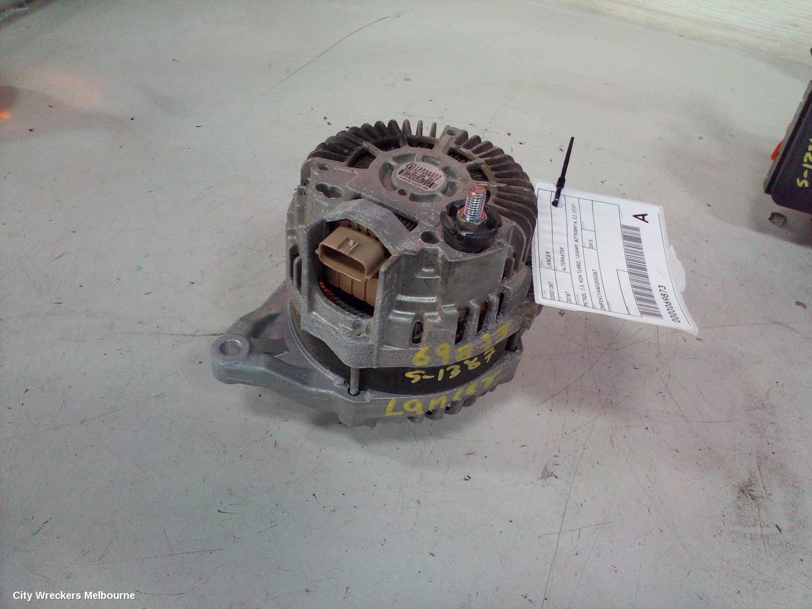 MITSUBISHI LANCER ALTERNATOR, PETROL, 2.0, NON TURBO, 130AMP, A2TX0891A, CJ, 07/2007 - 10/2015