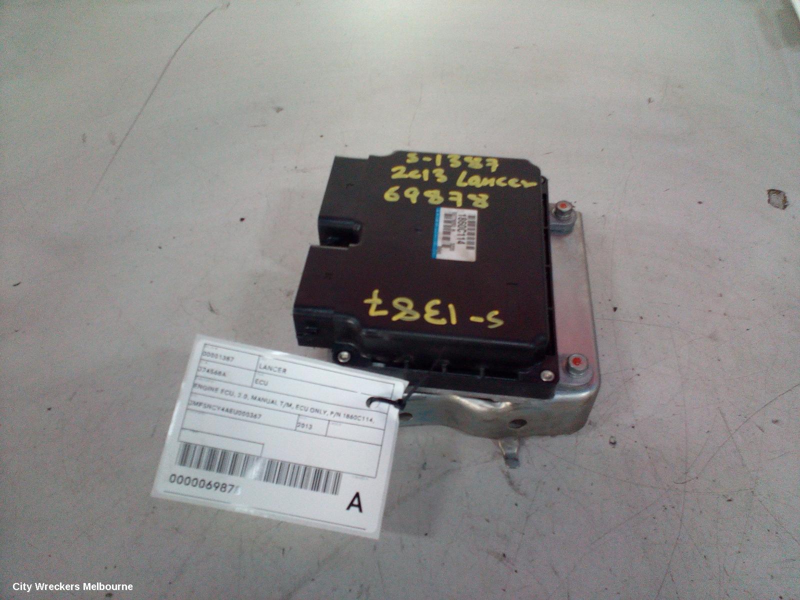 MITSUBISHI LANCER ECU, ENGINE ECU, 2.0, MANUAL T/M, ECU ONLY, P/N 1860C114, CJ, 07/2007 - 10/2015
