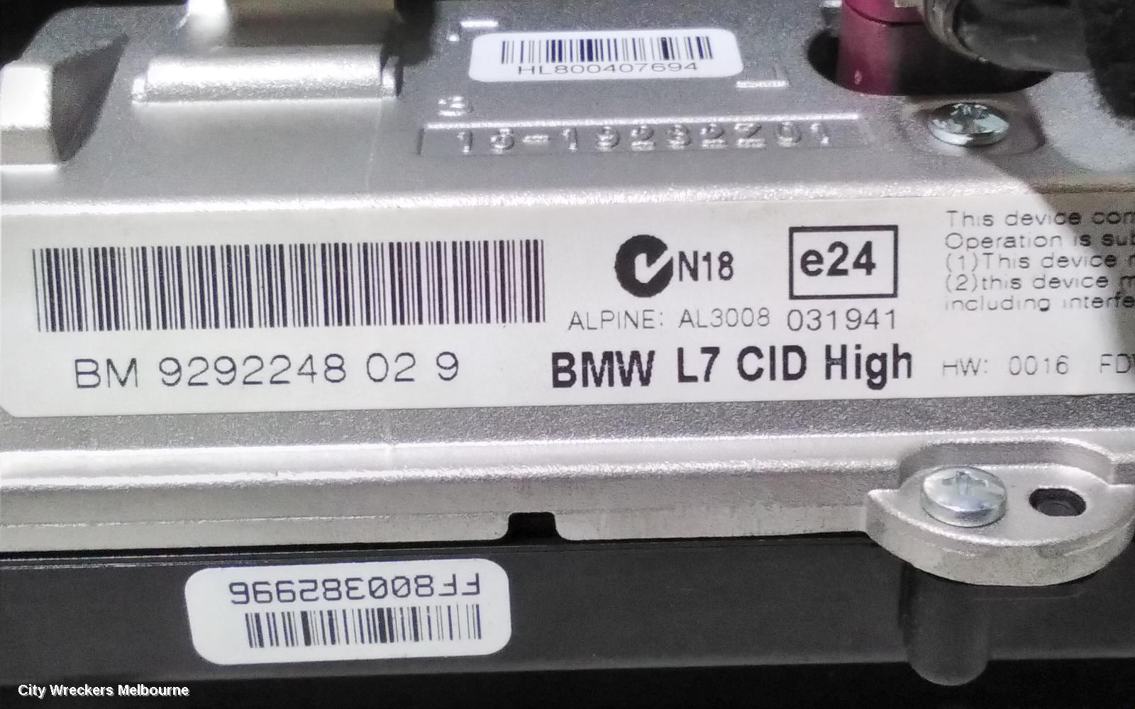 BMW 3 SERIES RADIO/CD/DVD/SAT/TV, DISPLAY UNIT, 6.5IN, P/N 65509252003, F30, SEDAN, 11/2011 - 02/2019